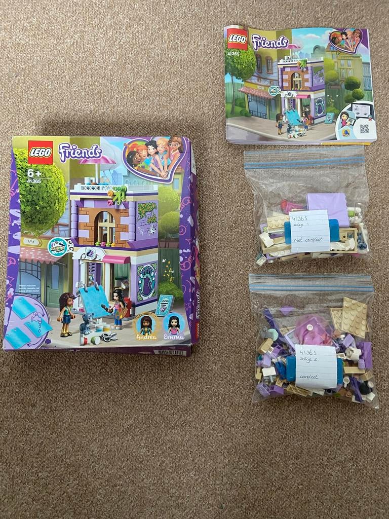 Lego Friends 41365 Emma's Kunststudio - Compleet (zie foto), Ophalen of Verzenden, Zo goed als nieuw