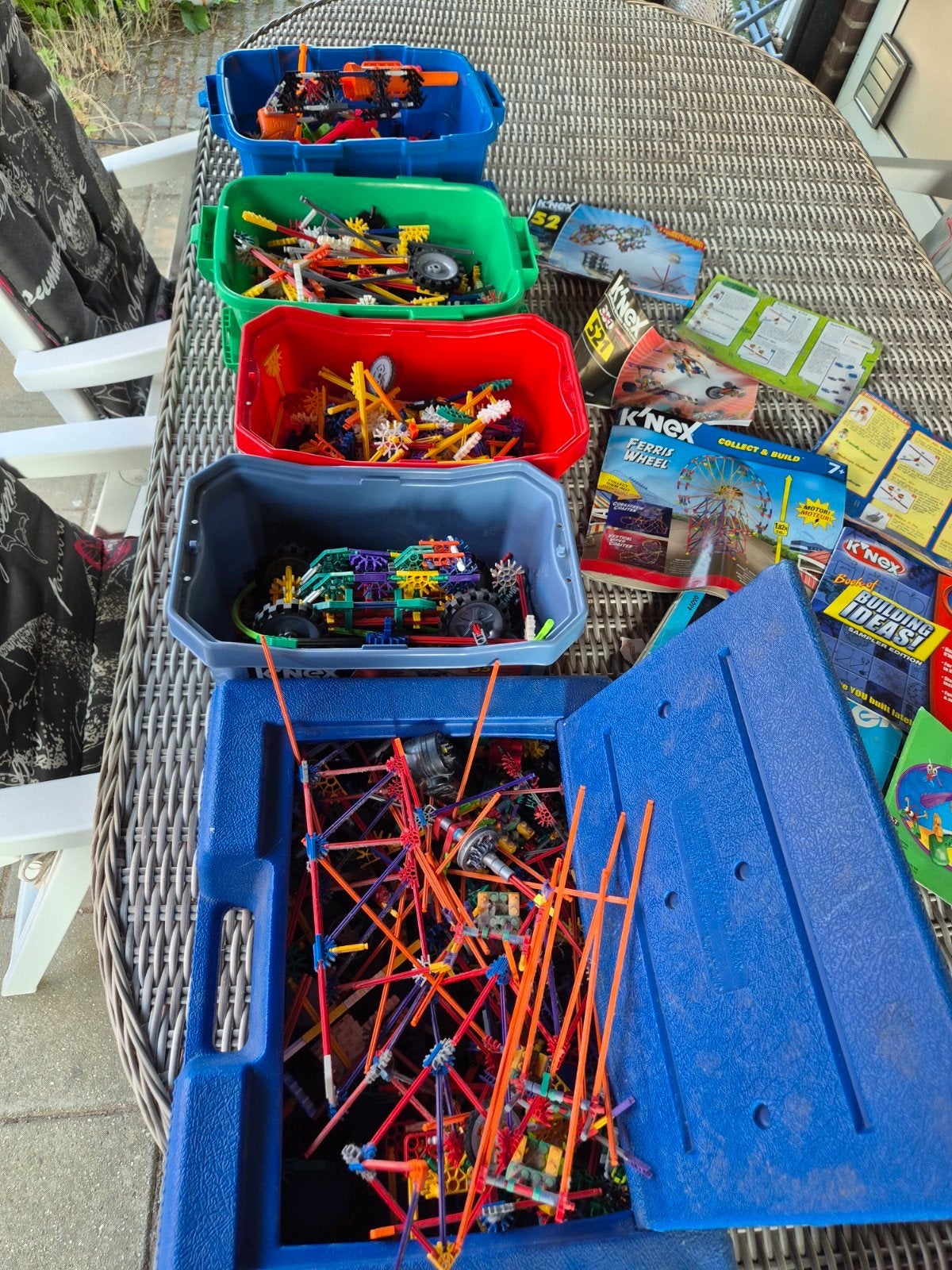 Grote partij K'nex met reuzenrad en motor - 5 bakken vol!, Kinderen en Baby's, Speelgoed | Bouwstenen, Ophalen, Gebruikt, K'nex