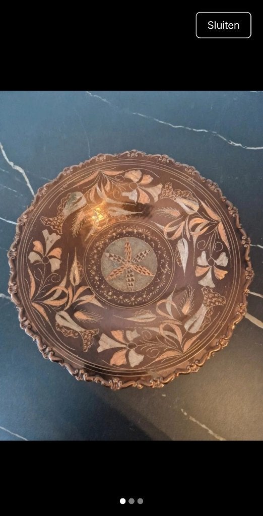 Vintage Turks koperen sierbord op 3 pootjes – handgemaakt, Ophalen of Verzenden, Koper