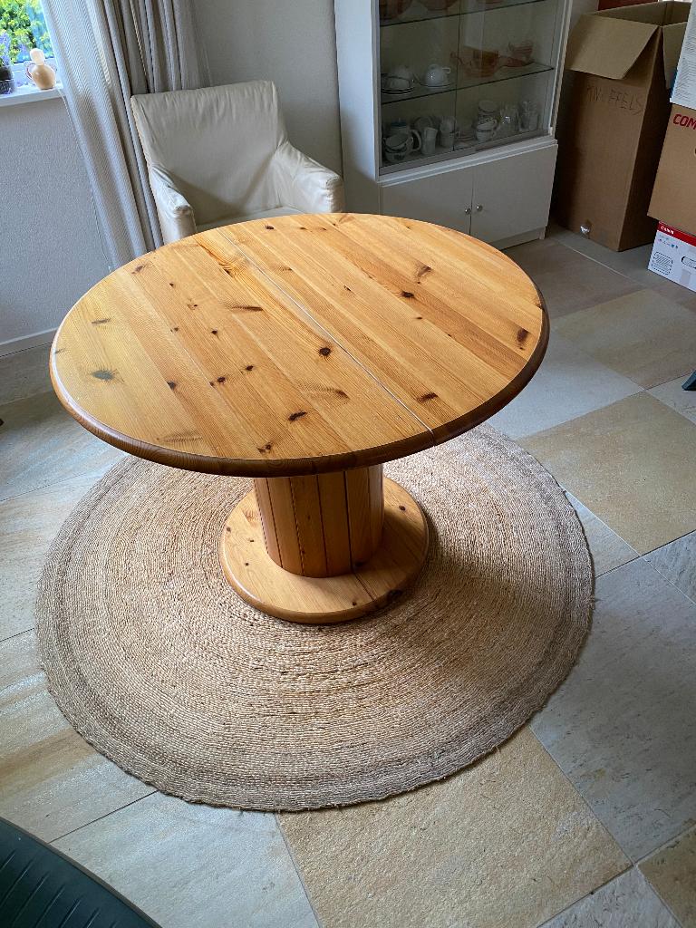 Ronde eettafel tafel massief grenen, Ophalen, Gebruikt, Rond, Grenenhout