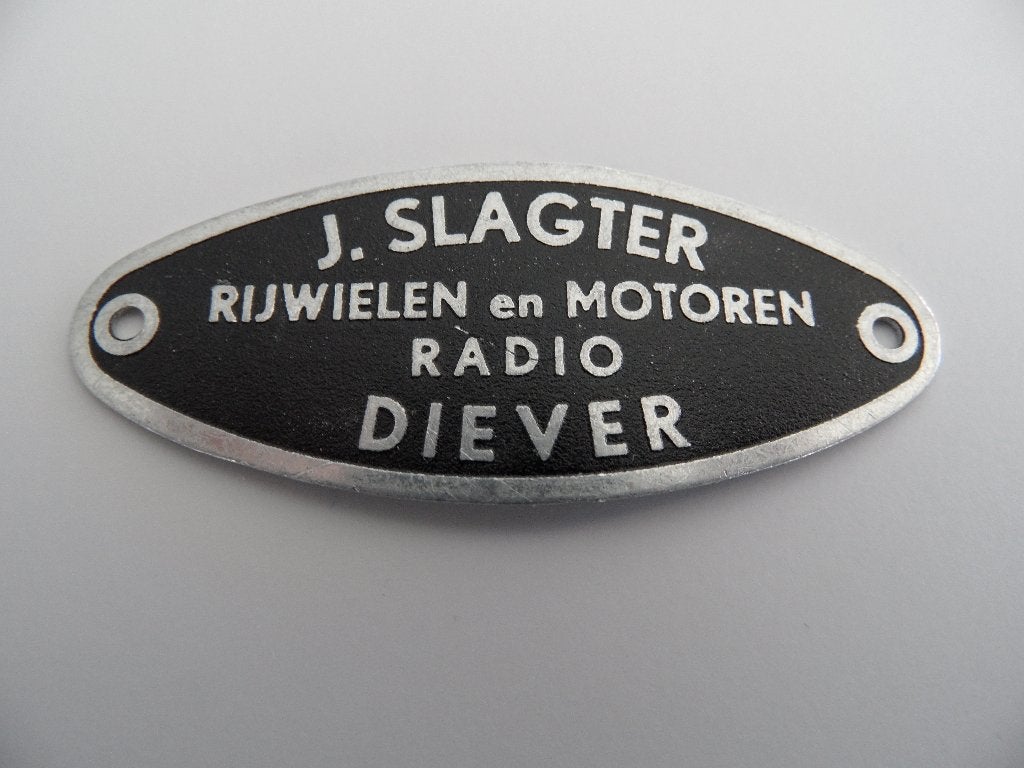 J. Slagter rijwielen en motoren Diever spatbordplaatje, Verzenden, Zo goed als nieuw, Gebruiksvoorwerp