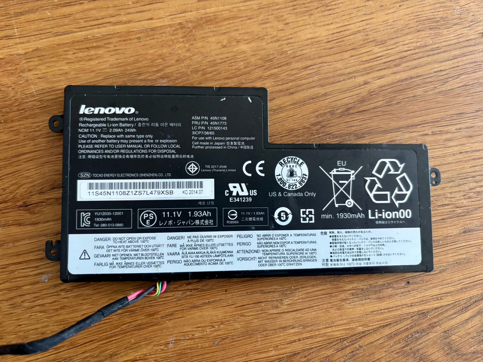 Lenovo interne accu X en T series, Ophalen of Verzenden, Gebruikt