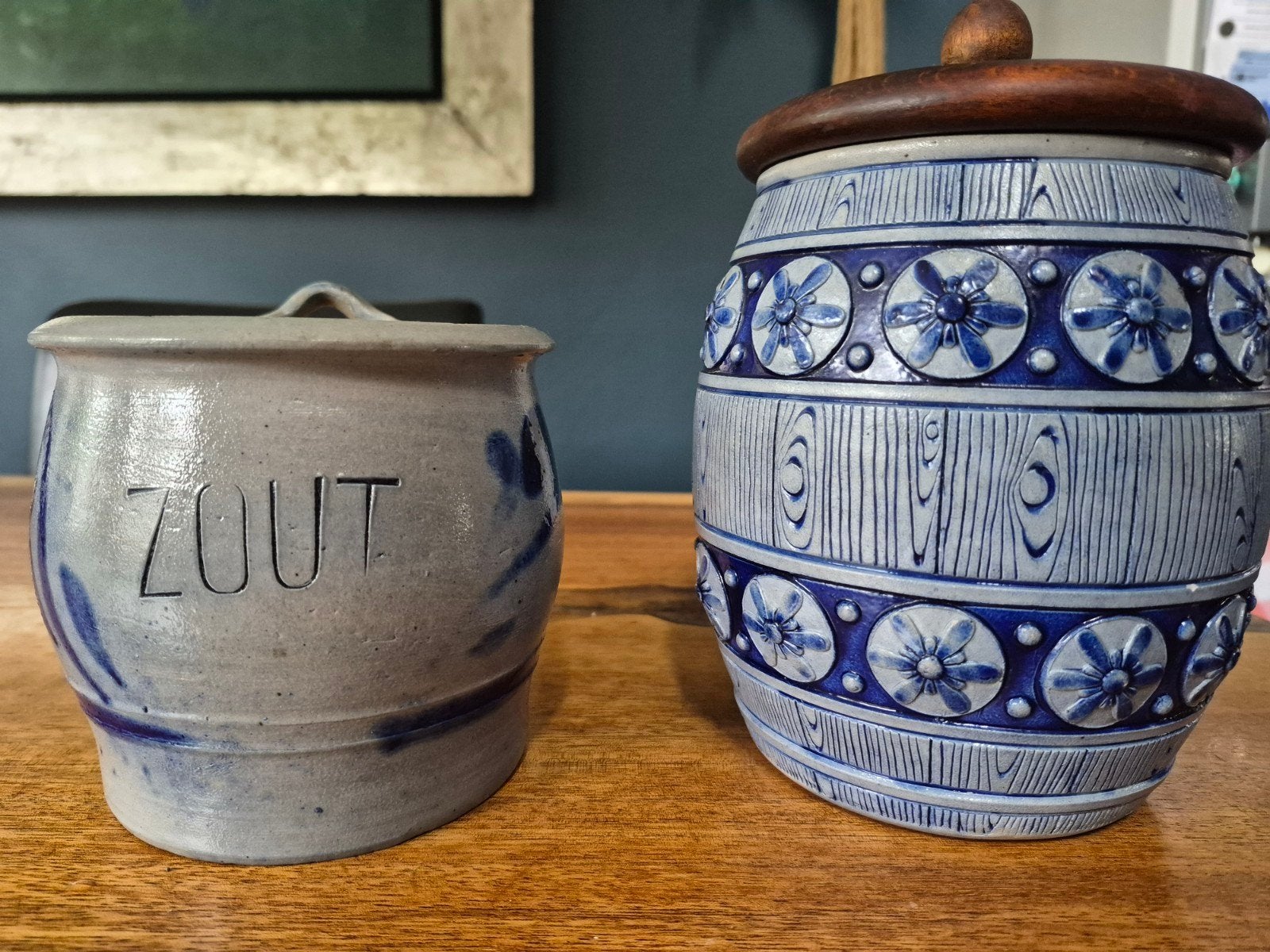 Set van 2 Keulse potten: Zoutpot en Voorraadpot, Antiek en Kunst, Ophalen of Verzenden