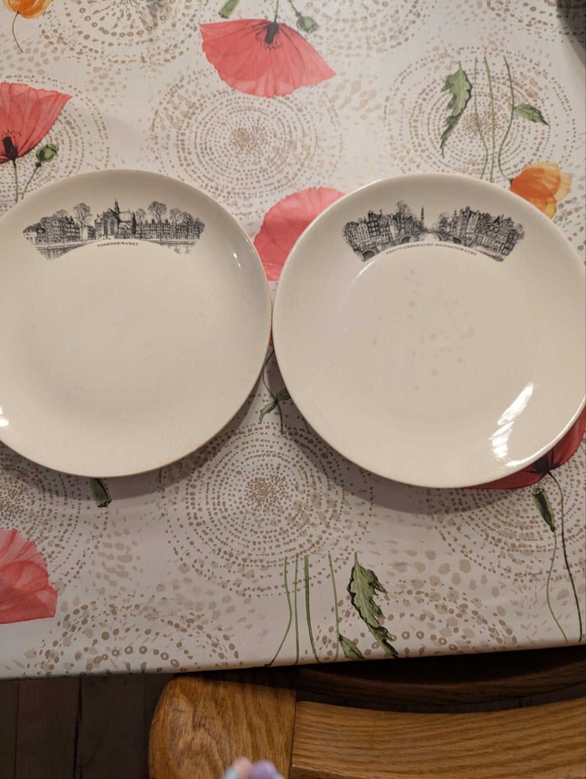 2 Villeroy & Boch ontbijtbordjes met Amsterdam print, Gebruikt, Villeroy & Boch, Ophalen of Verzenden, Bord(en)