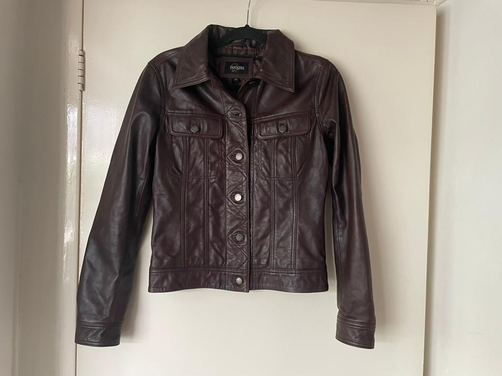 Dekkers bruin leren jasje, mt 38, Kleding | Dames, Jassen | Zomer, Ophalen of Verzenden, Zo goed als nieuw, Maat 36 (S), Bruin