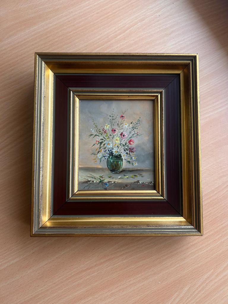 Schilderij C. Korfer '98 - Bloemen in vaas, Antiek en Kunst, Kunst | Schilderijen | Klassiek, Ophalen of Verzenden