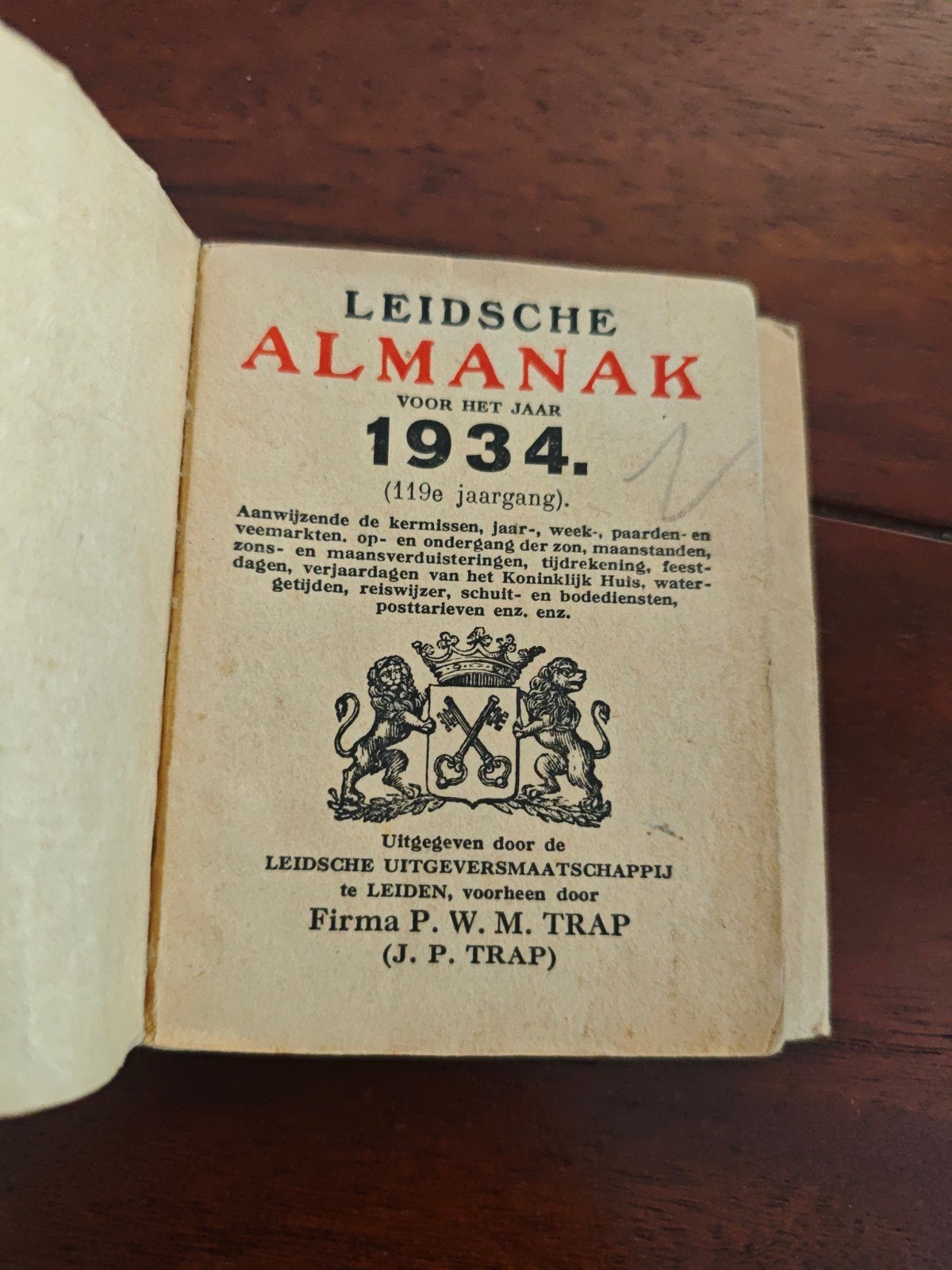Leidsche Almanak - Jaargang 1934 (119e jaargang), Ophalen of Verzenden, Gelezen
