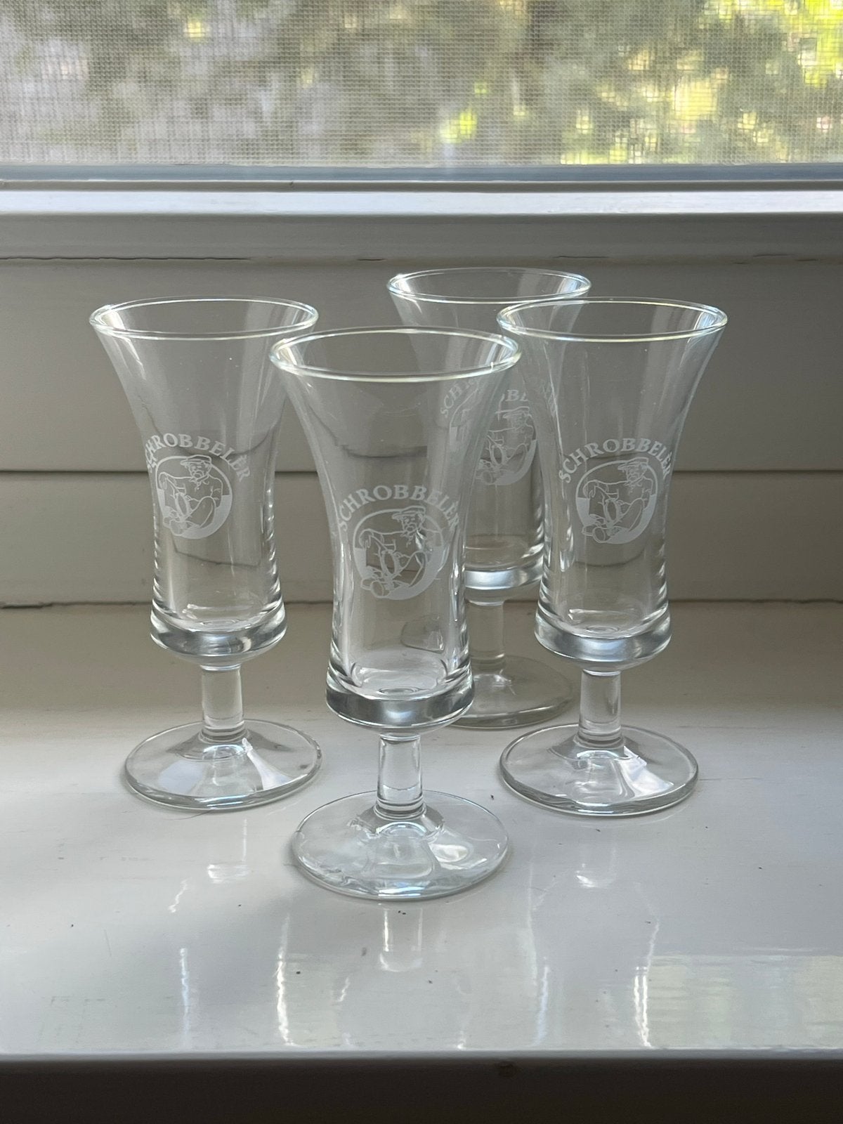 Set van 4 Schrobbelèr borrelglaasjes, Ophalen of Verzenden