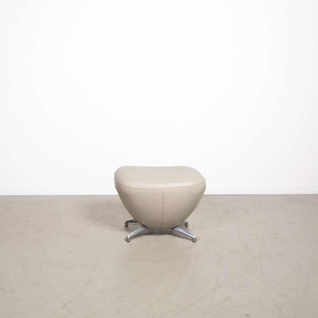 Leolux Caruzzo Plus Fauteuil + Hocker Crème Leer, Niet ingevuld, Niet ingevuld, 75 tot 100 cm, Ophalen of Verzenden