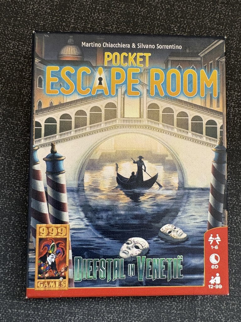 Spel Escape Room Pocket - Diefstal in Venetië, Een of twee spelers, Ophalen of Verzenden, Zo goed als nieuw, 999 Games   ..