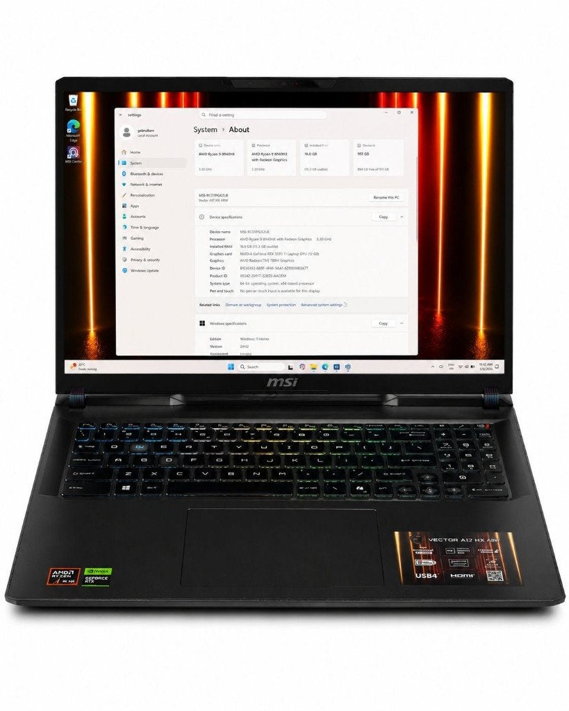 Gaming laptop MSI Vector a16 hx a8whg-023nl GARANTIE BON, ADM Ryzen 9, MSI, ., 8 GB