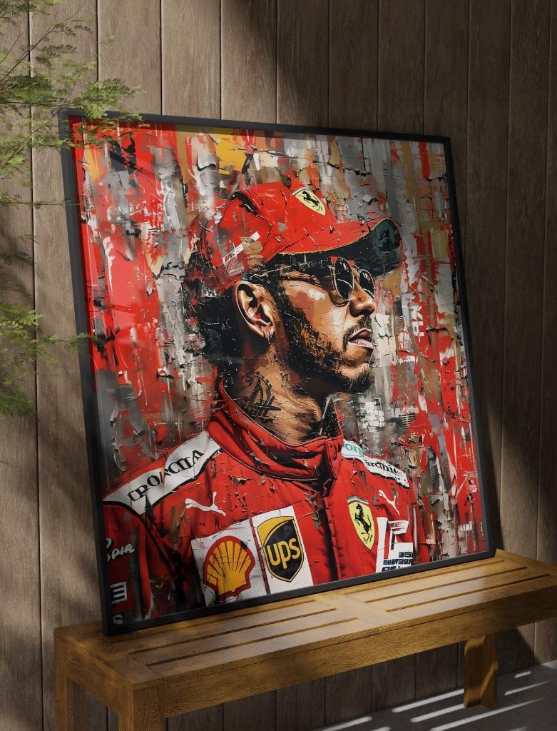 Uniek XXL Glasschilderij | F1 - Hamilton Basquiat - 6 sizes, Verzenden