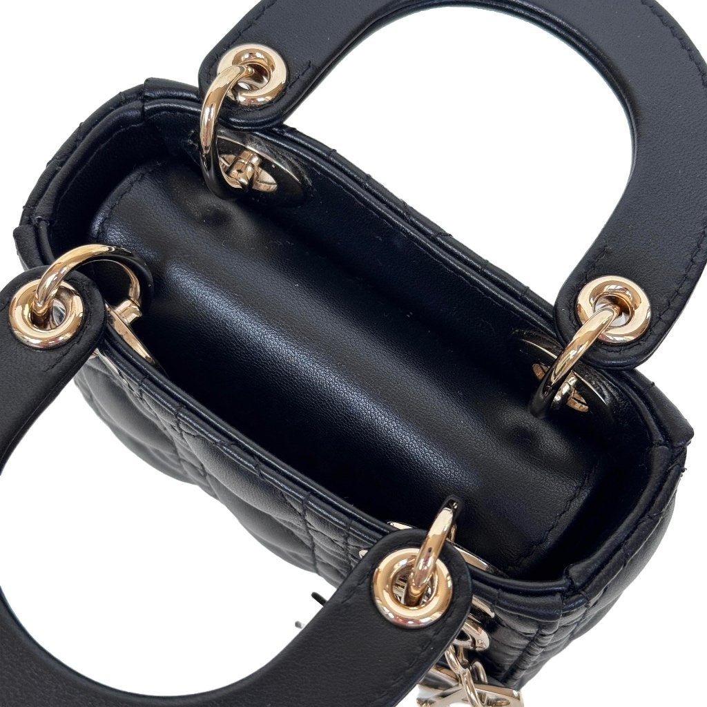 Dior lady micro crossbody zwart lamsleer tas cannage ghw image 6