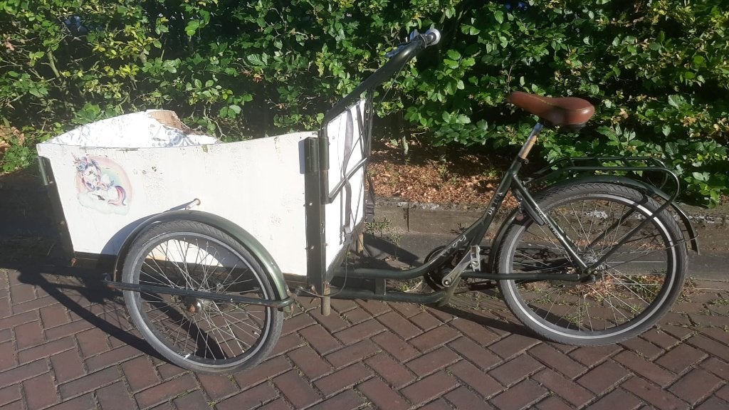 Bakfiets Troy de Lux(opknapper), Terugtraprem, Gebruikt, 2 kinderen, Ophalen