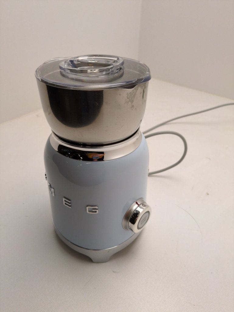 SMEG melkopschuimer pastelblauw gebruikt, Info@mystore.nl, Elektrische melkopschuimer, Bruggestraat 18, Zo goed als nieuw