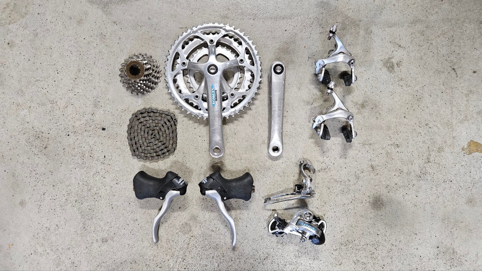 Shimano Sora 3x8 groepset incl. wielset, Ophalen of Verzenden, Racefiets, Remmen