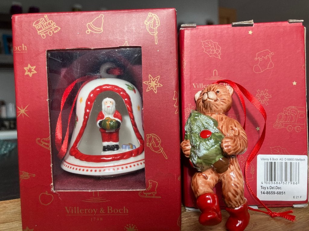 Villeroy & Boch Kerstman in klokje en Beer met Kerstboom, Ophalen, Nieuw