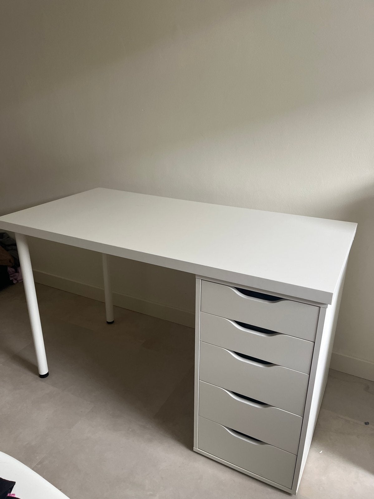 IKEA Lagkapten bureau met ladeblok, wit, 120x60 cm, Huis en Inrichting, Bureaus, Gebruikt, Met lades, Spaanplaat of MDF, Ophalen of Verzenden