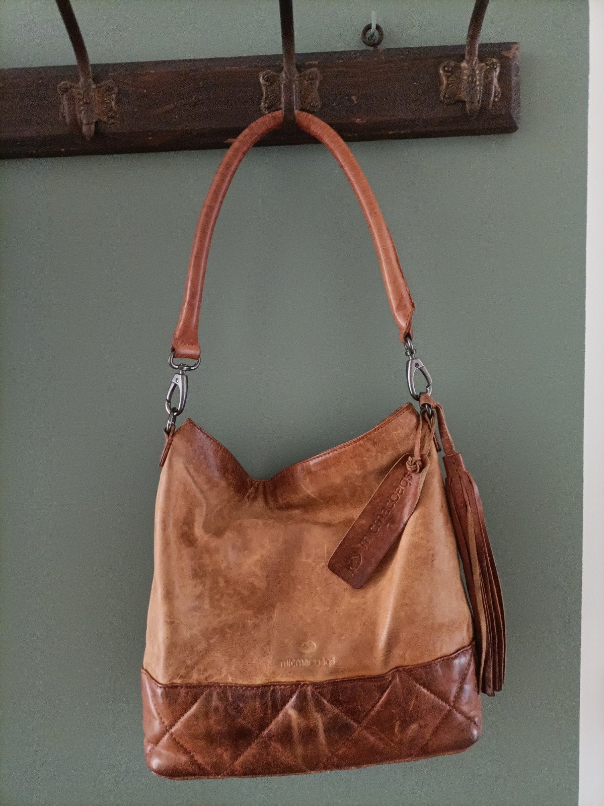 Mooie lederen tas, Ophalen, Gebruikt, Bruin, Handtas