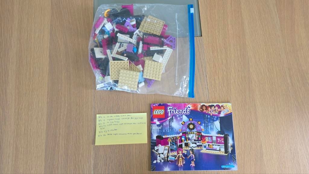 41104 Lego Friends Popster kleedkamer, Kinderen en Baby's, Speelgoed | Duplo en Lego, Gebruikt, Lego, Complete set, Inclusief instructies