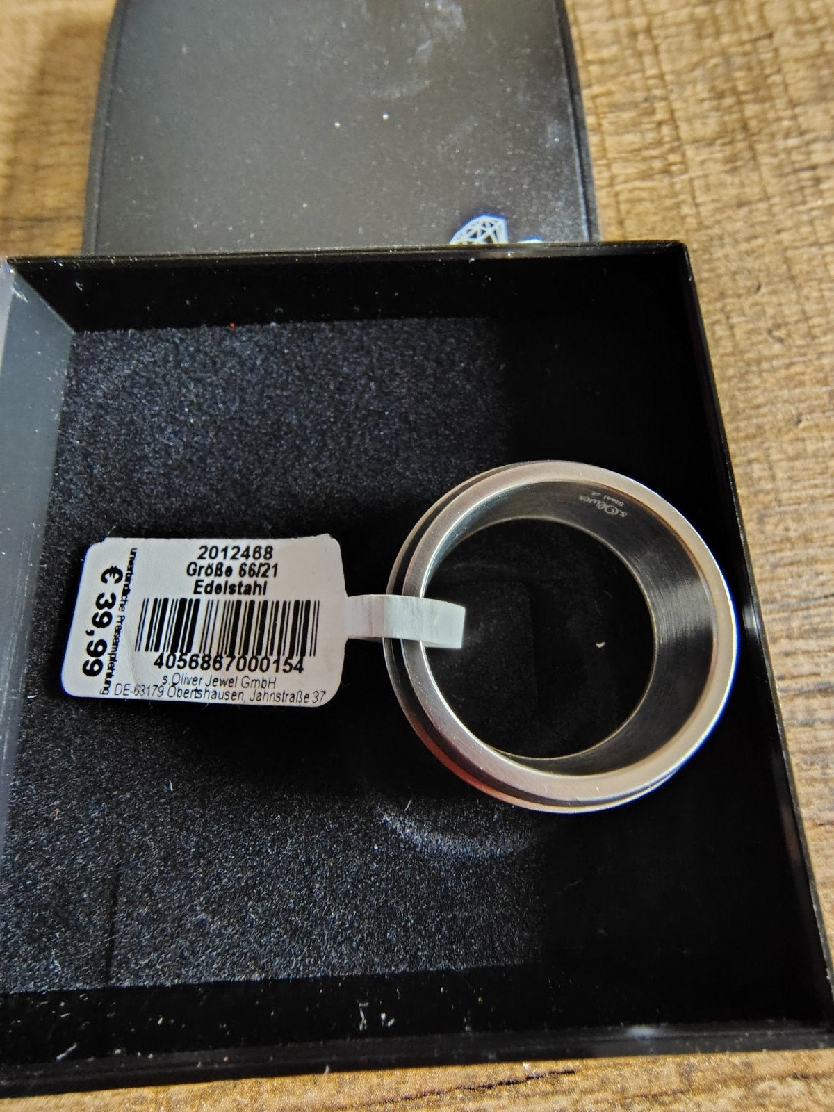 Stijlvolle S.Oliver ring, maat 21, roestvrij staal, 20 of groter, IJzer of Staal, Nieuw, Ophalen of Verzenden