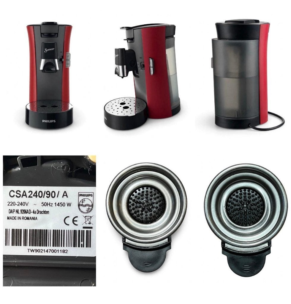 Philips Senseo CSA240/90/A Koffiepadapparaat Rood/Zwart, Ophalen, Afneembaar waterreservoir, Koffiemachine, Zo goed als nieuw