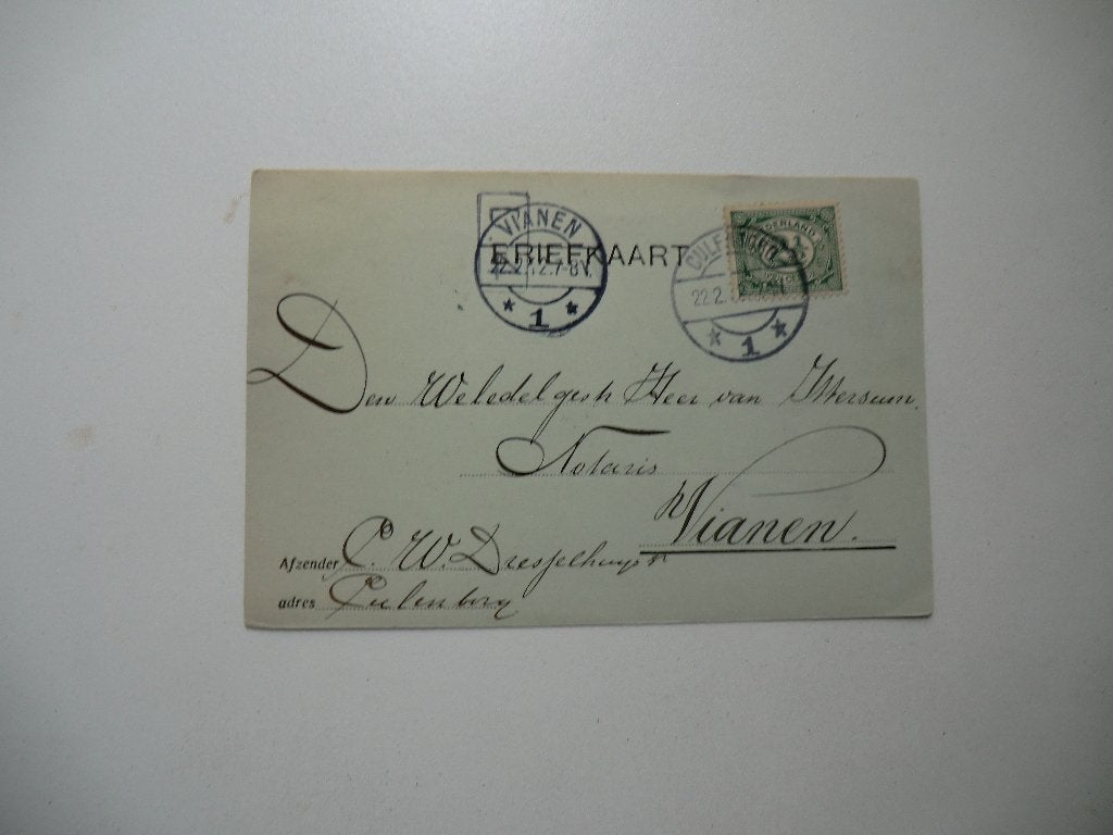 Culemborg,Vianen,Notaris Baron van Ittersum,1912, Verzenden, Voor 1920, Gelopen, Gelderland