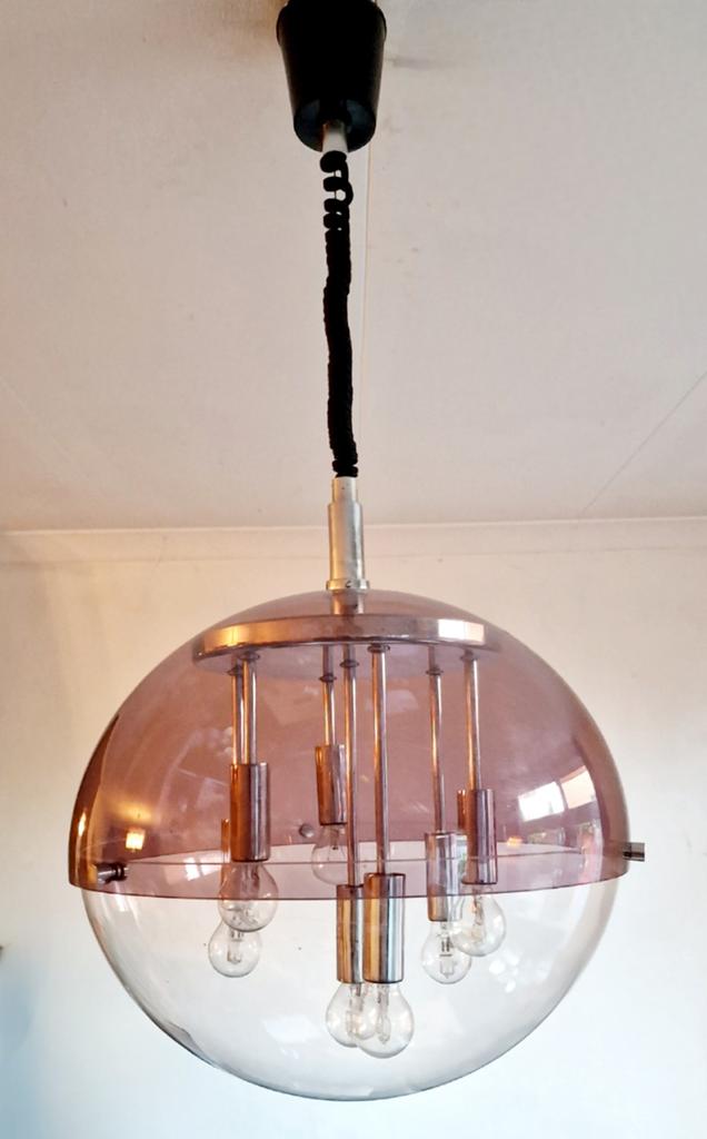 Vintage Space Age hanglamp toegeschreven raak amsterdam, Ophalen, Metaal, Minder dan 50 cm