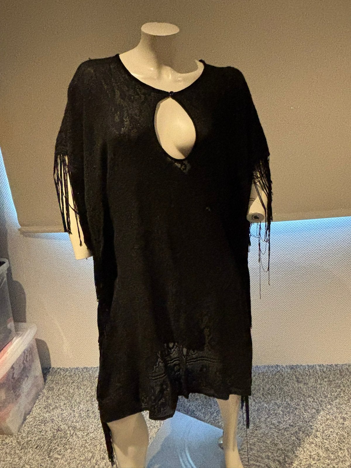 Twinset tuniek met franjes maat m, Ophalen of Verzenden, Zo goed als nieuw, Maat 38/40 (M), Zwart