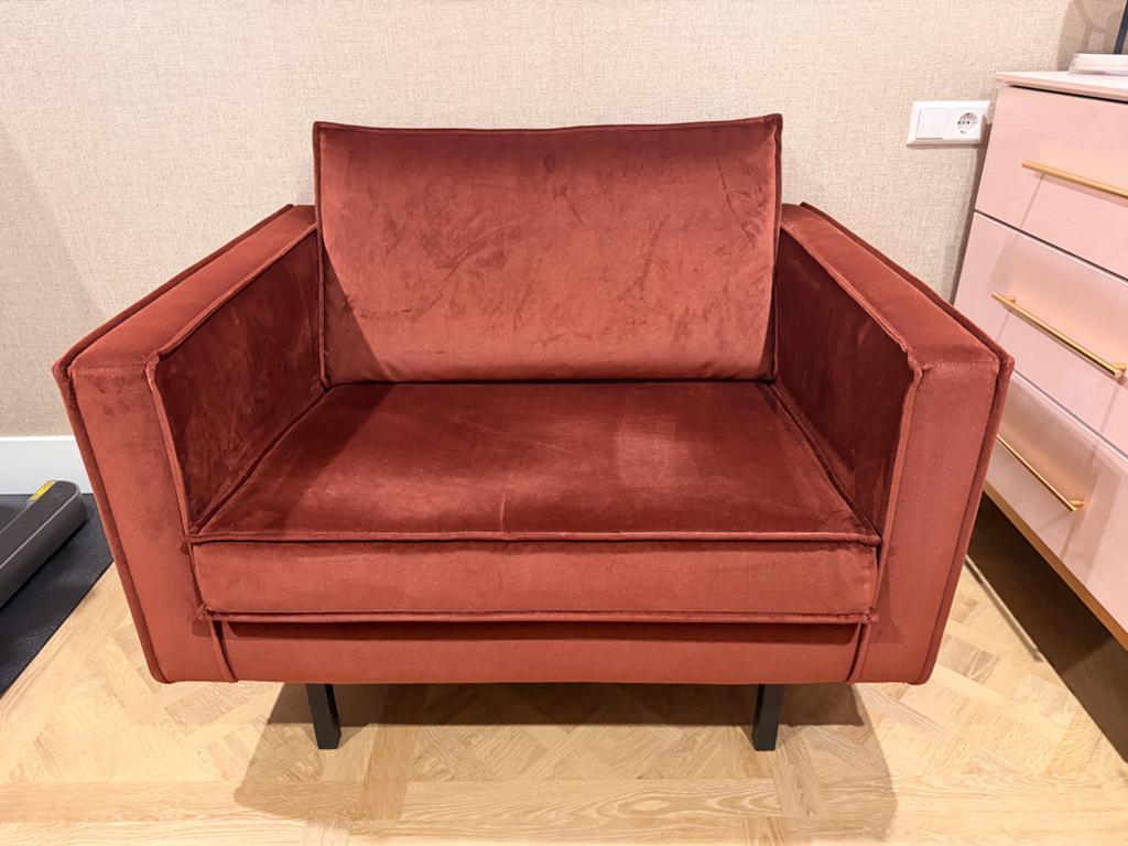 BePureHome Rodeo Fauteuil - Velvet - Chestnut, Ophalen, 75 tot 100 cm, Zo goed als nieuw, 100 tot 125 cm