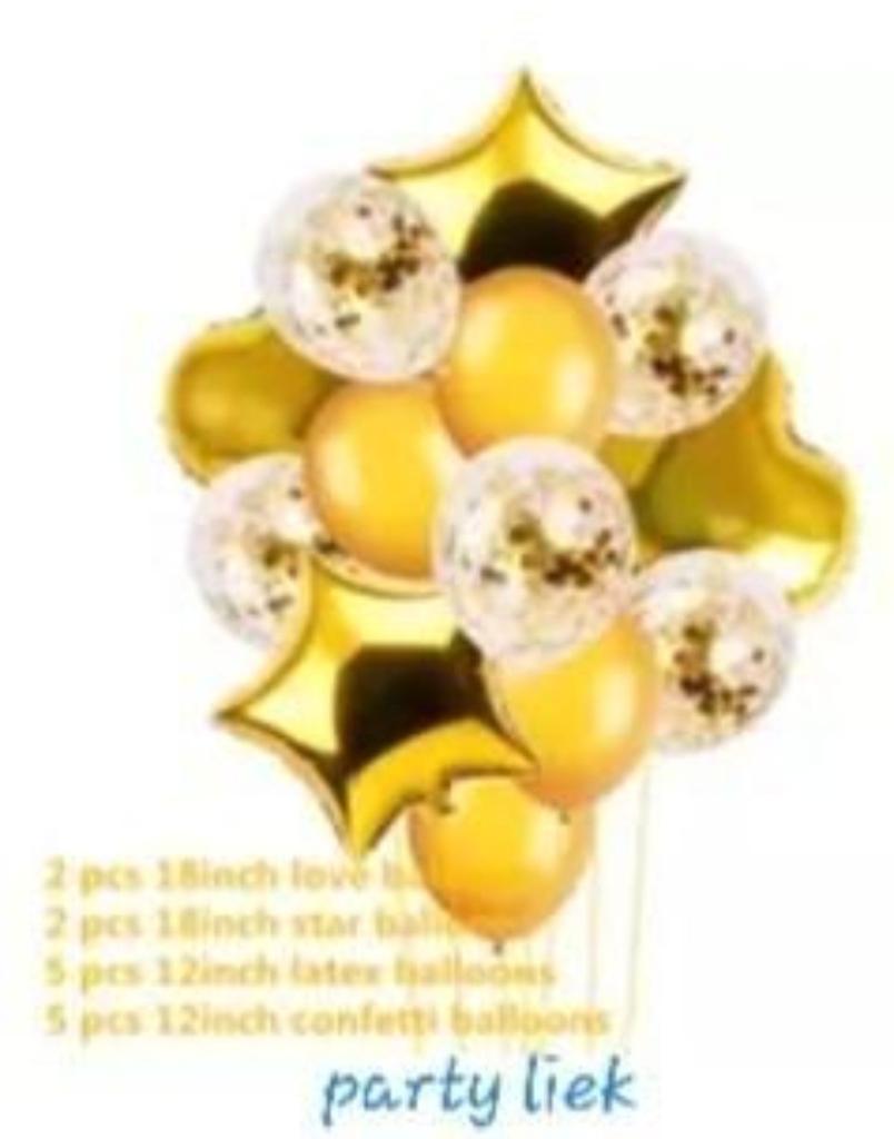 Goudkleurige ballonnen nr C607, Ophalen of Verzenden, Nieuw, Versiering, Verjaardag