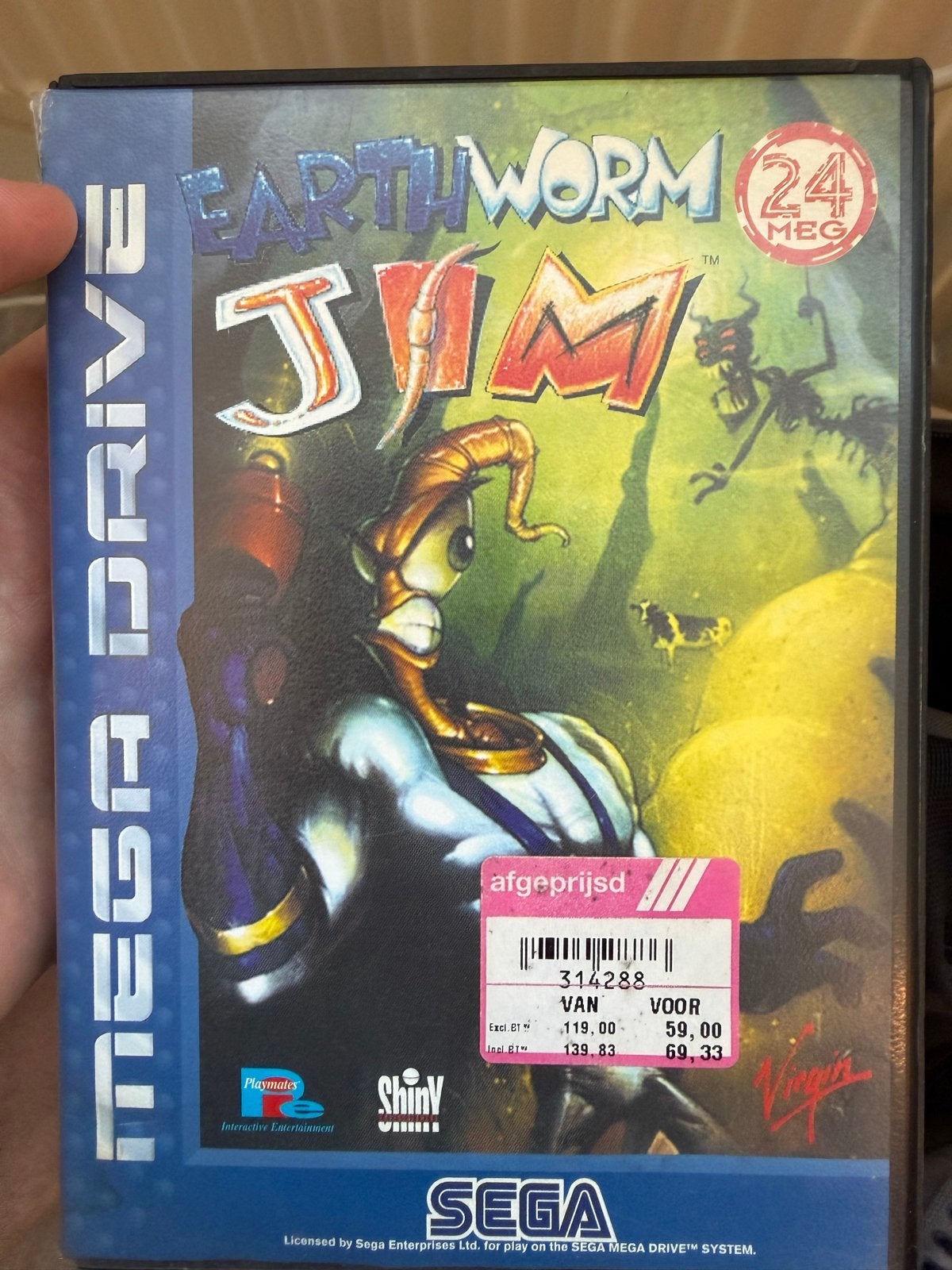 Earthworm Jim - Sega Mega Drive (Compleet in doos), Spelcomputers en Games, Spelcomputers | Sega, Mega Drive, Ophalen of Verzenden