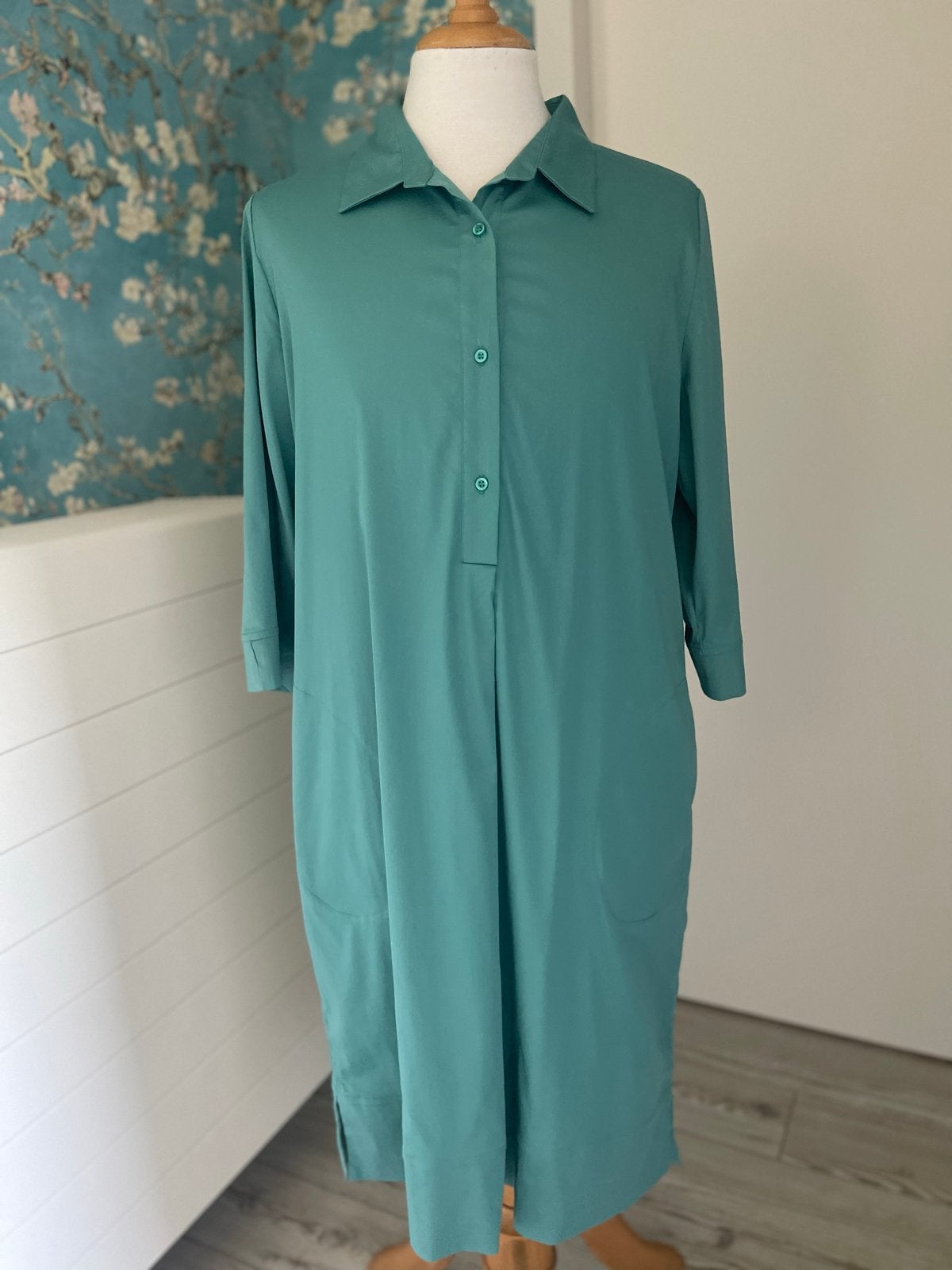LaSalle Amsterdam jurk, maat 44, turquoise, Kleding | Dames, Maat 38/40 (M), Ophalen of Verzenden, Zo goed als nieuw, Onder de knie