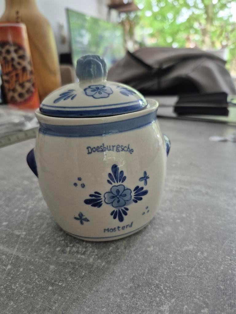 Doeburgsche Mosterdpotje - Delfts Blauw Stijl, Antiek en Kunst, Antiek | Keramiek en Aardewerk, Ophalen of Verzenden