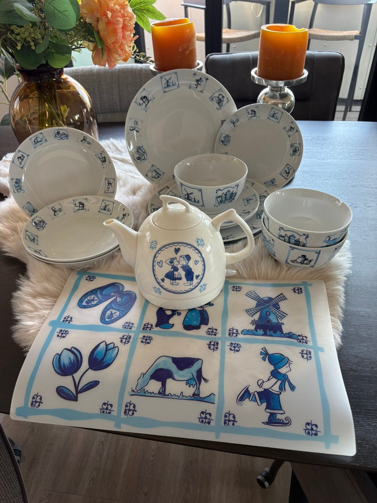 Zeer mooi servies met blauwe hollandse taferelen, Ophalen, Zo goed als nieuw, Bord(en), Overige stijlen