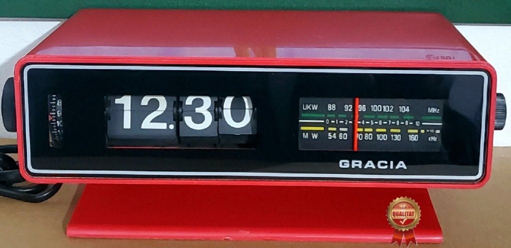 Space Age Gracia Flip Flap Wekker Radio jaren 70', Antiek en Kunst, Ophalen of Verzenden