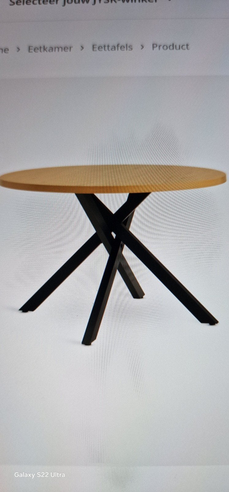Ronde eettafel 120cm met metalen poot - Zo goed als nieuw, Huis en Inrichting, Ophalen, Rond, Zo goed als nieuw, Metaal