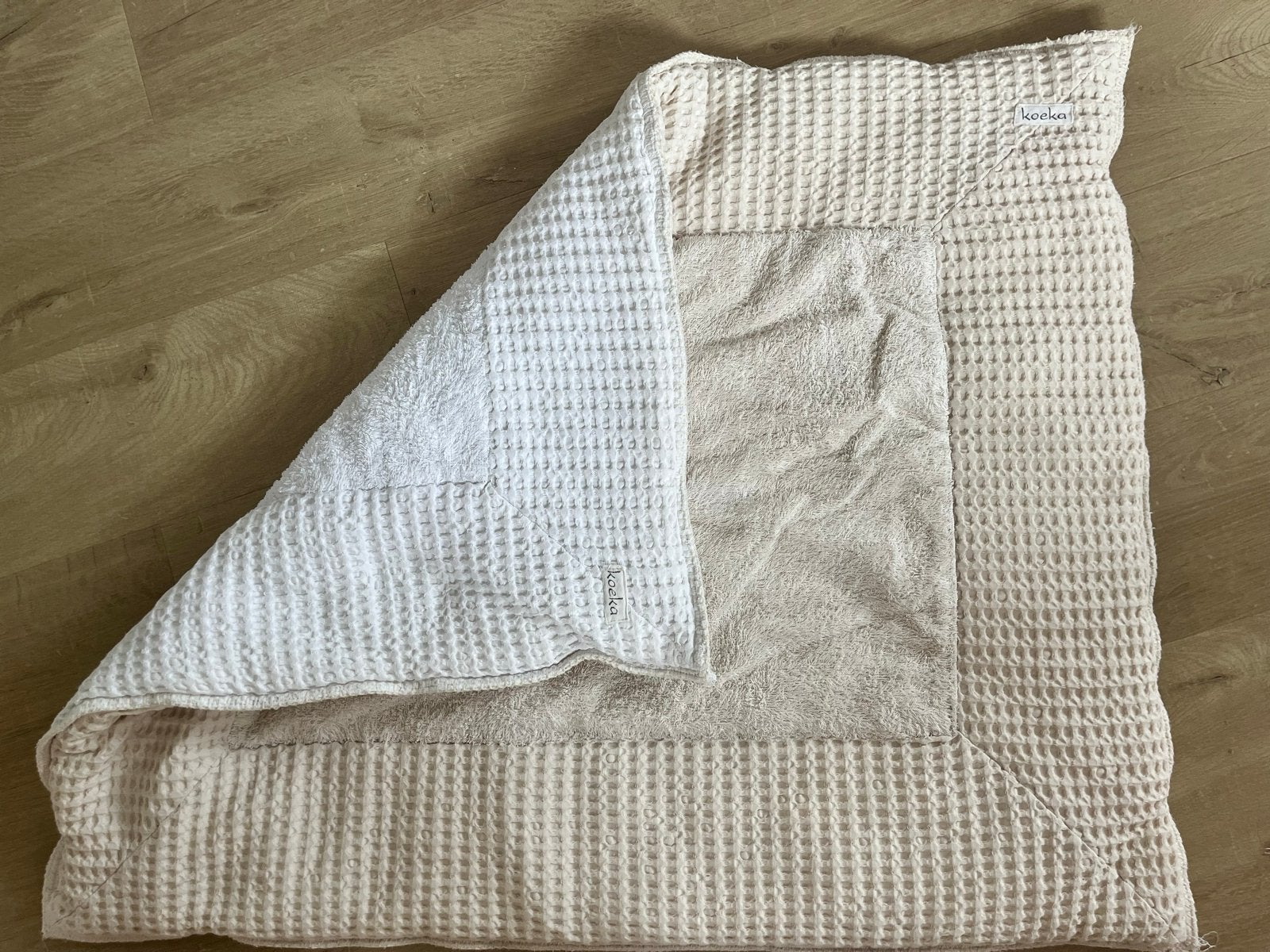 Koeka boxkleed wafelstof wit/beige, Ophalen of Verzenden, Zo goed als nieuw, Rechthoekig, Boxkleed
