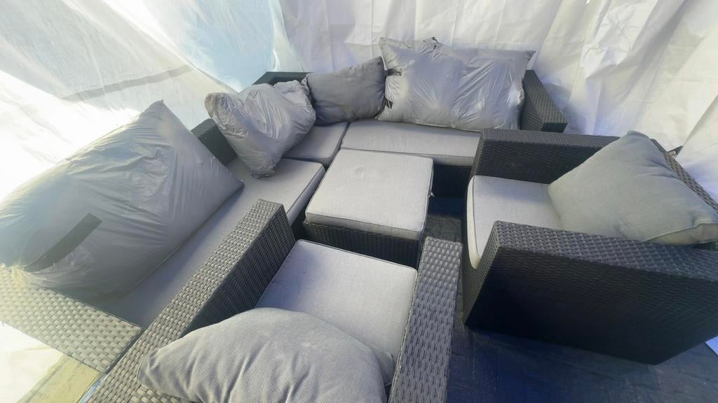 Lounge set met glasplaat, Ophalen, Gebruikt