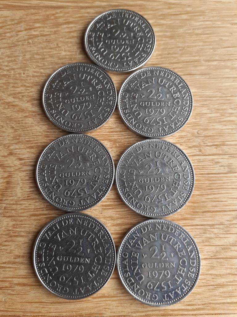 7x rijksdaalder 1979 Unie van Utrecht 16x Dubbele Kop, Postzegels en Munten, Munten | Nederland, Koningin Juliana, Setje, Zilver