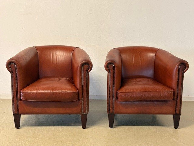 Set van 2 handgeverfde Clubfauteuils, Ophalen, Gebruikt, 75 tot 100 cm, Engels / Klassiek / Clubfauteuil