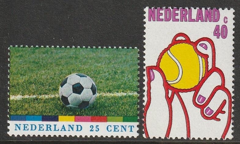 Nederland 1974 1050/1051 Voetbal & Tennis, Postfris, Ophalen of Verzenden, Na 1940, Gestempeld