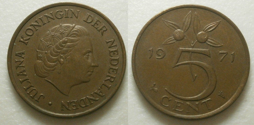 Juliana 5 cent 1971 - 1974 - 1979, Ophalen of Verzenden, Koningin Juliana, 1 cent, Losse munt