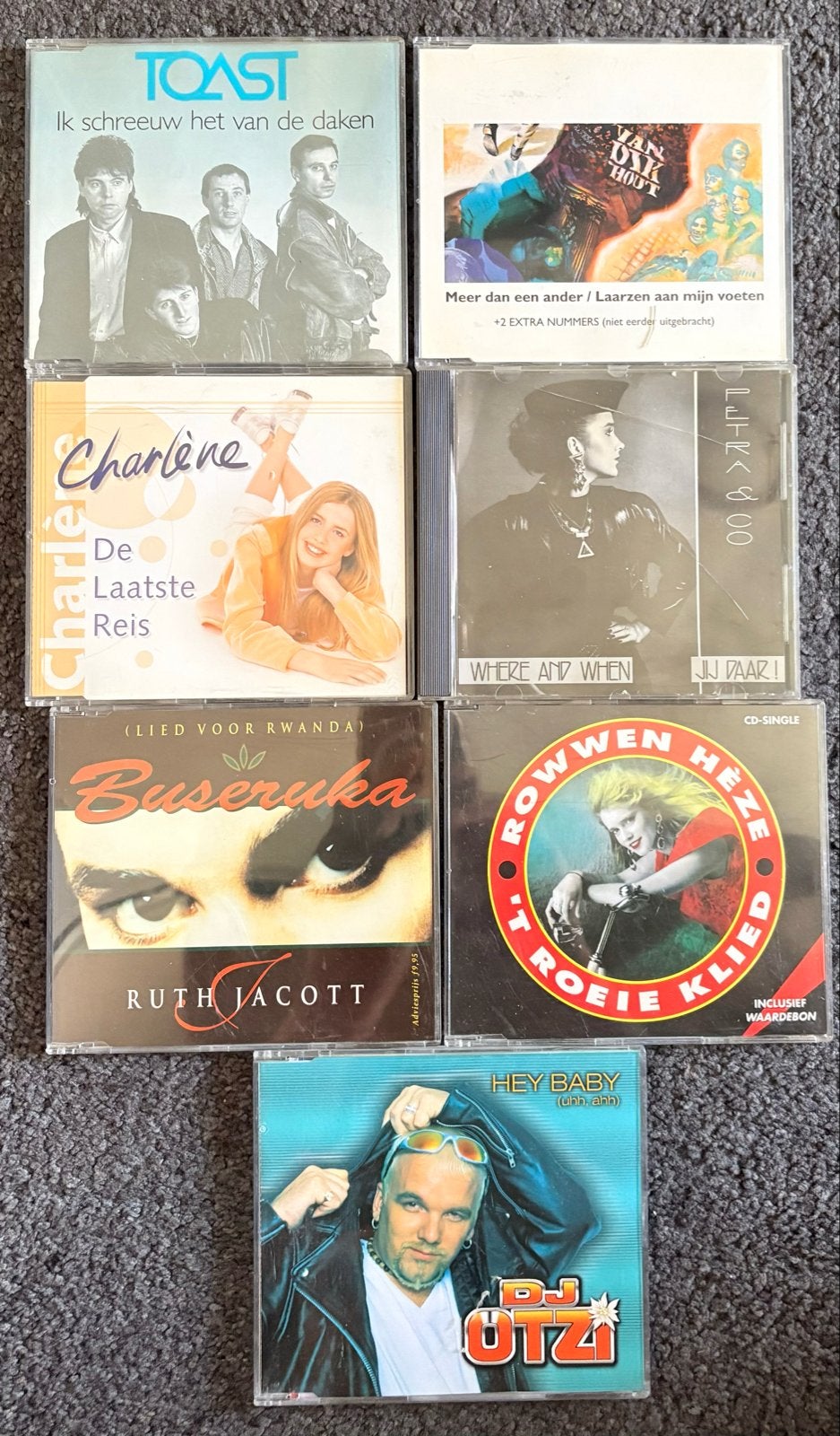 6 Nederlandstalige CD Singles + DJ Ötzi Skihut Hit, Ophalen of Verzenden, Gebruikt, Feestmuziek, Single