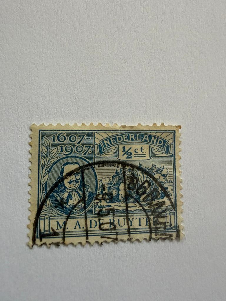 Nederlandese postzegel 1907 gestempeld, Ophalen of Verzenden, T/m 1940