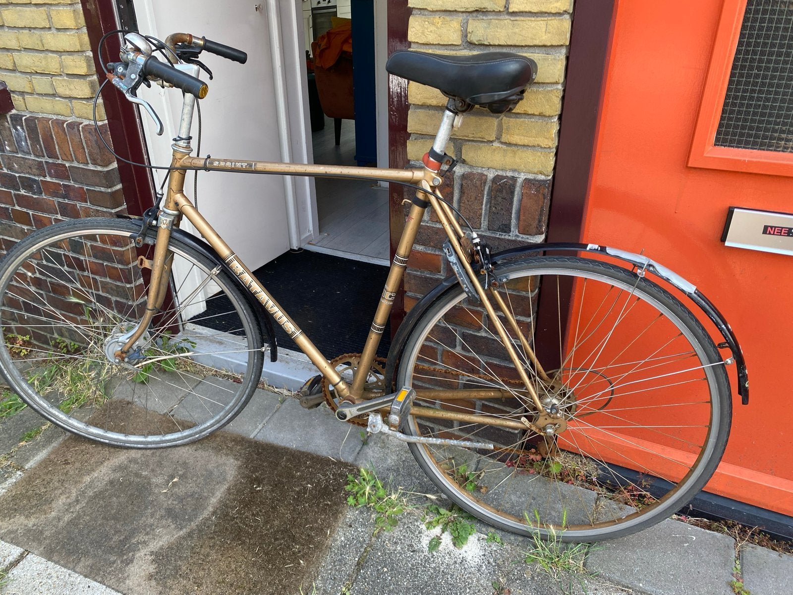 Batavus Spirit herenfiets - Vintage goudkleurig, Fietsen en Brommers, Fietsen | Heren | Herenfietsen, Ophalen, Gebruikt, Velgrem