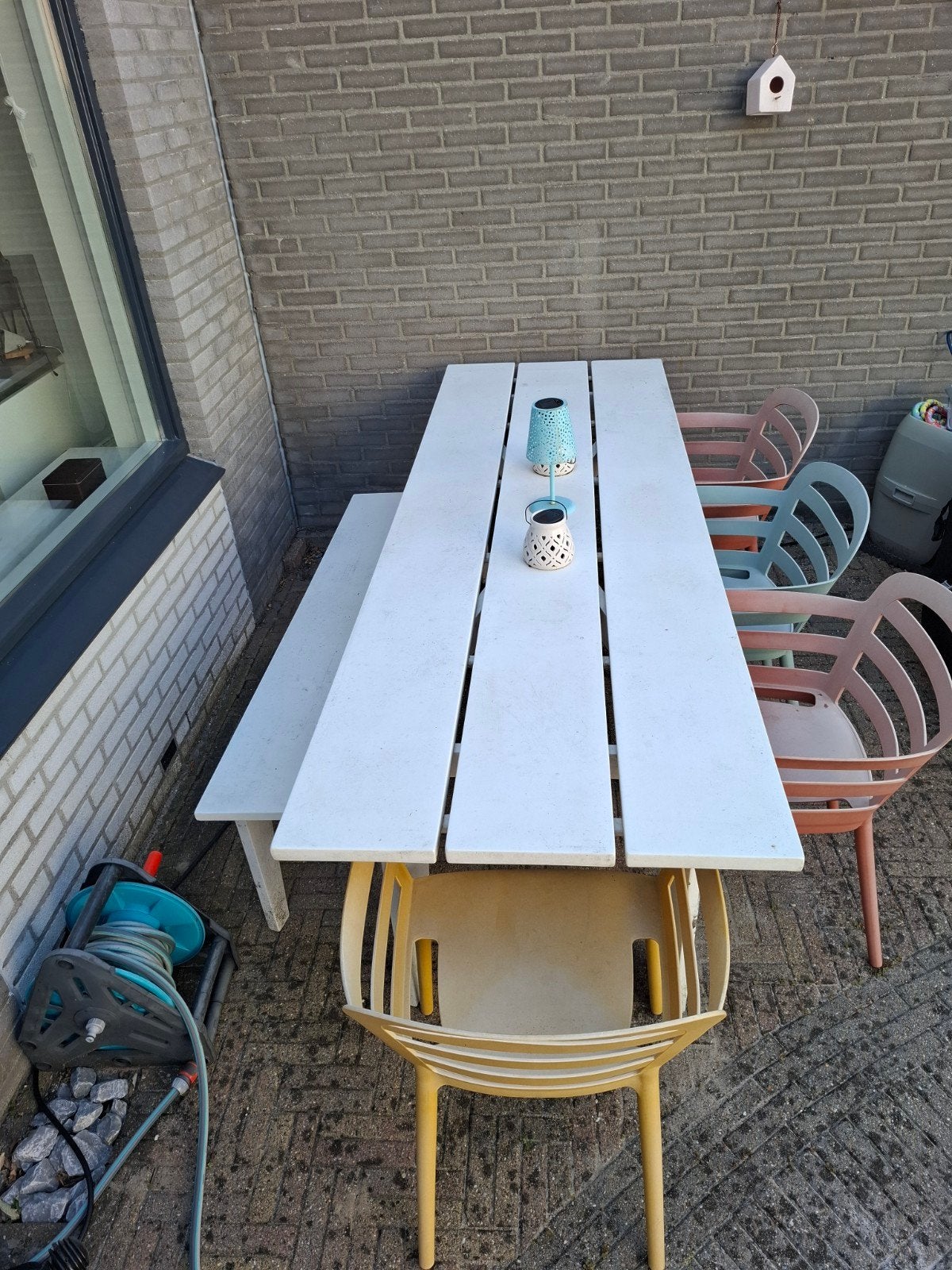 Grote tuintafel met bankje, Ophalen