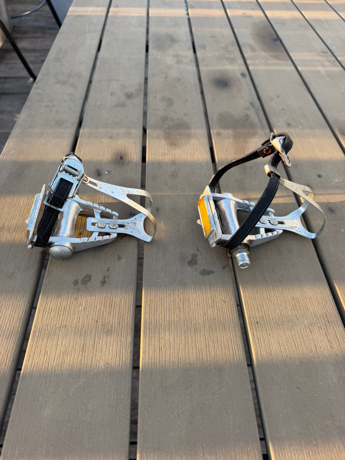 Vintage racefiets pedalen met toeclip en riem, Ophalen, Racefiets, Aluminium