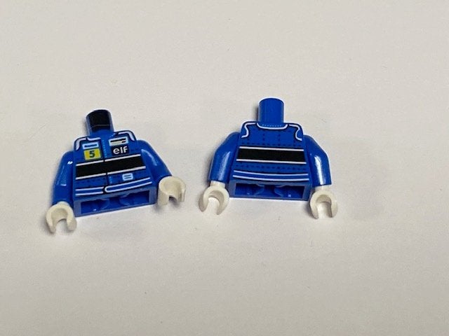 Partij Lego 2x nieuwe romp met blauw racers jasje