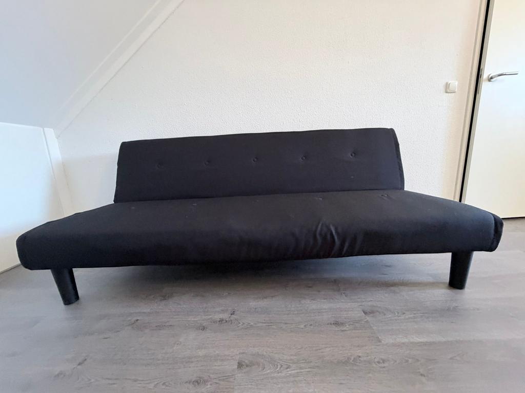Mooie zwarte slaapbank van Wehkamp, zo goed als nieuw, Huis en Inrichting, Ophalen, 100 cm, Zwart, Tweepersoons